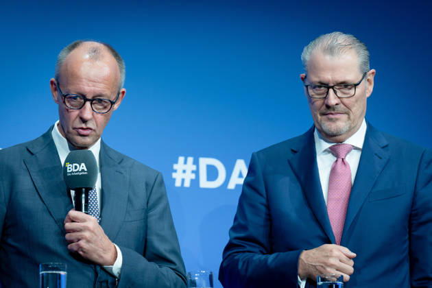 German Employers Day, bcc, Berlin Congress Center German Employers Day, bcc, Berlin Congress Center, Rainer Dulger, Employers Association President Friedrich Merz, Federal Chancellor Dagmar Rosenfeld Berlin Berlin GER