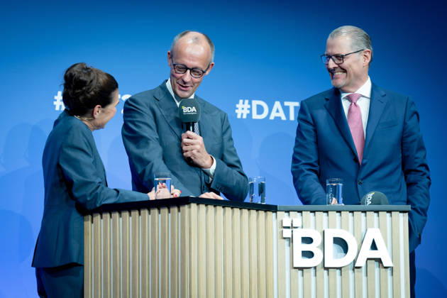 German Employers Day, bcc, Berlin Congress Center German Employers Day, bcc, Berlin Congress Center, Rainer Dulger, Employers Association President Friedrich Merz, Federal Chancellor Dagmar Rosenfeld Berlin Berlin GER