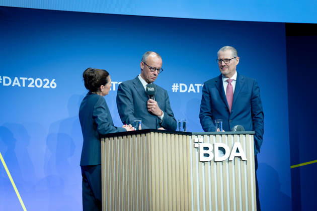 German Employers Day, bcc, Berlin Congress Center German Employers Day, bcc, Berlin Congress Center, Rainer Dulger, Employers Association President Friedrich Merz, Federal Chancellor Dagmar Rosenfeld Berlin Berlin GER