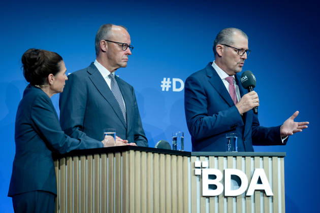 German Employers Day, bcc, Berlin Congress Center German Employers Day, bcc, Berlin Congress Center, Rainer Dulger, Employers Association President Friedrich Merz, Federal Chancellor Dagmar Rosenfeld Berlin Berlin GER
