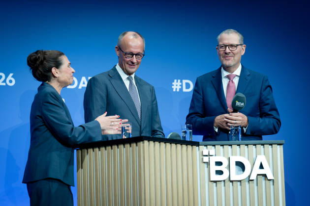 German Employers Day, bcc, Berlin Congress Center German Employers Day, bcc, Berlin Congress Center, Rainer Dulger, Employers Association President Friedrich Merz, Federal Chancellor Dagmar Rosenfeld Berlin Berlin GER