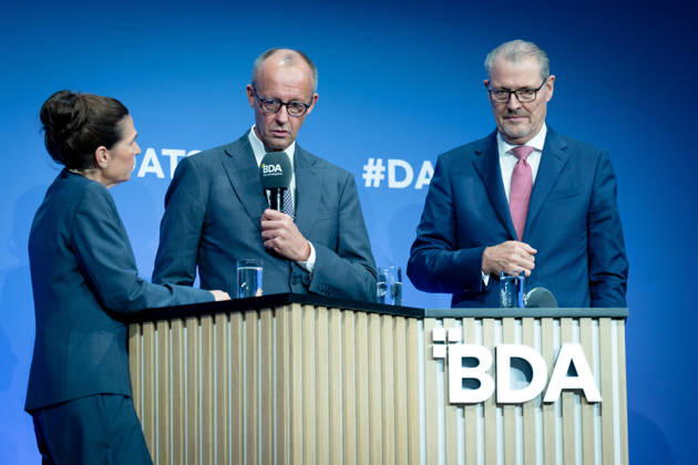 German Employers Day, bcc, Berlin Congress Center German Employers Day, bcc, Berlin Congress Center, Rainer Dulger, Employers Association President Friedrich Merz, Federal Chancellor Dagmar Rosenfeld Berlin Berlin GER