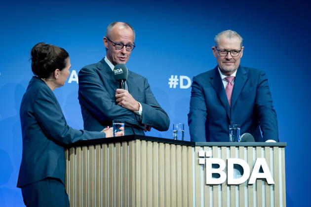German Employers Day, bcc, Berlin Congress Center German Employers Day, bcc, Berlin Congress Center, Rainer Dulger, Employers Association President Friedrich Merz, Federal Chancellor Dagmar Rosenfeld Berlin Berlin GER