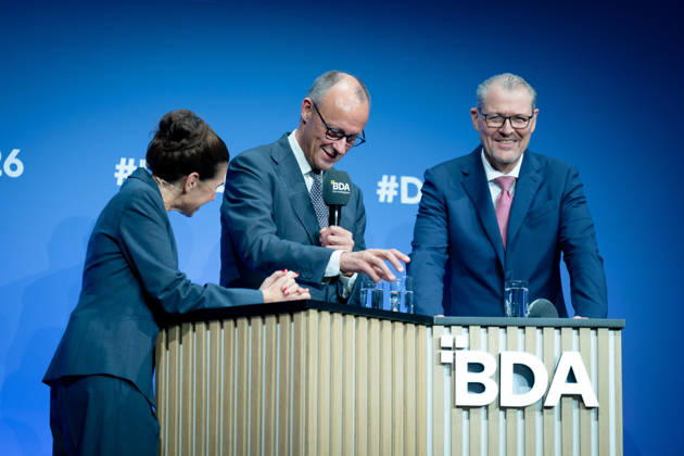 German Employers Day, bcc, Berlin Congress Center German Employers Day, bcc, Berlin Congress Center, Rainer Dulger, Employers Association President Friedrich Merz, Federal Chancellor Dagmar Rosenfeld Berlin Berlin GER