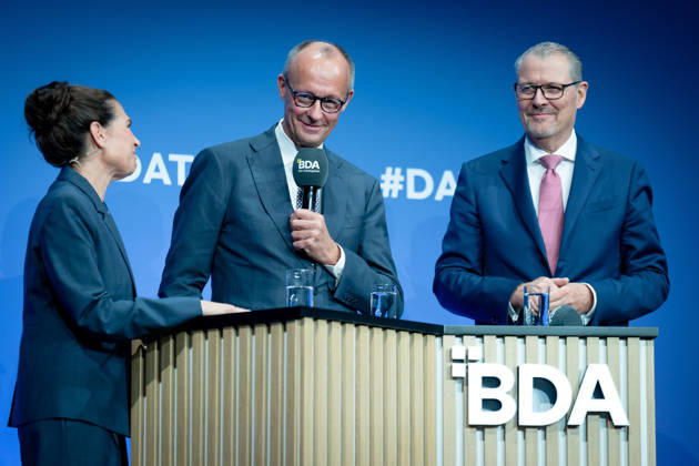 German Employers Day, bcc, Berlin Congress Center German Employers Day, bcc, Berlin Congress Center, Rainer Dulger, Employers Association President Friedrich Merz, Federal Chancellor Dagmar Rosenfeld Berlin Berlin GER