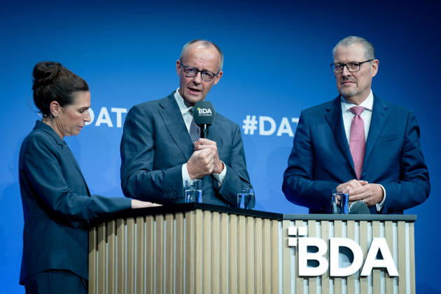 German Employers Day, bcc, Berlin Congress Center German Employers Day, bcc, Berlin Congress Center, Rainer Dulger, Employers Association President Friedrich Merz, Federal Chancellor Dagmar Rosenfeld Berlin Berlin GER