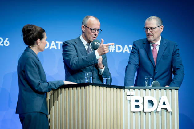 German Employers Day, bcc, Berlin Congress Center German Employers Day, bcc, Berlin Congress Center, Rainer Dulger, Employers Association President Friedrich Merz, Federal Chancellor Dagmar Rosenfeld Berlin Berlin GER