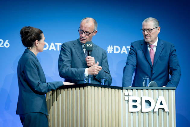 German Employers Day, bcc, Berlin Congress Center German Employers Day, bcc, Berlin Congress Center, Rainer Dulger, Employers Association President Friedrich Merz, Federal Chancellor Dagmar Rosenfeld Berlin Berlin GER
