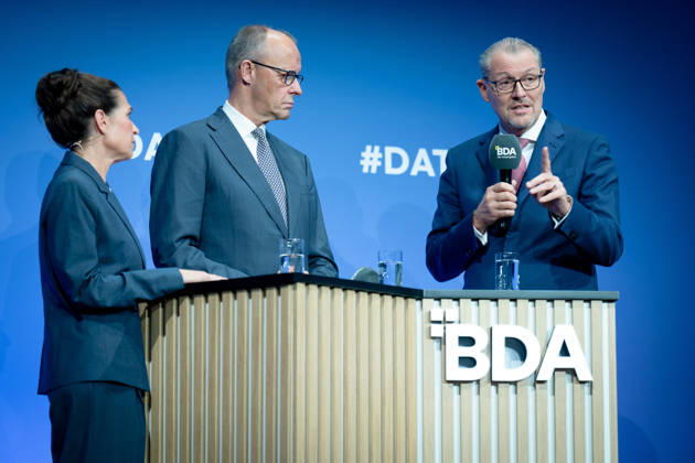 German Employers Day, bcc, Berlin Congress Center German Employers Day, bcc, Berlin Congress Center, Rainer Dulger, Employers Association President Friedrich Merz, Federal Chancellor Dagmar Rosenfeld Berlin Berlin GER