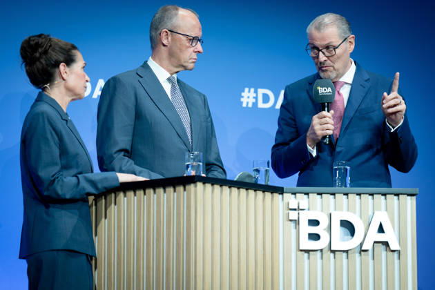 German Employers Day, bcc, Berlin Congress Center German Employers Day, bcc, Berlin Congress Center, Rainer Dulger, Employers Association President Friedrich Merz, Federal Chancellor Dagmar Rosenfeld Berlin Berlin GER