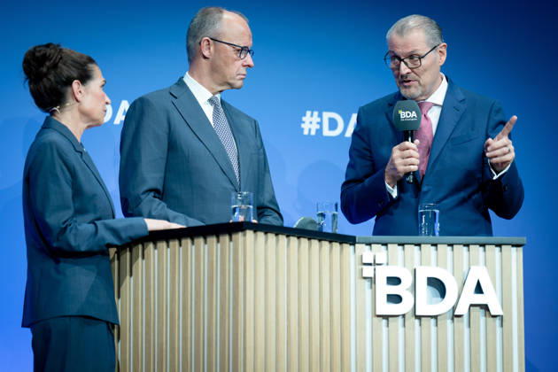 German Employers Day, bcc, Berlin Congress Center German Employers Day, bcc, Berlin Congress Center, Rainer Dulger, Employers Association President Friedrich Merz, Federal Chancellor Dagmar Rosenfeld Berlin Berlin GER
