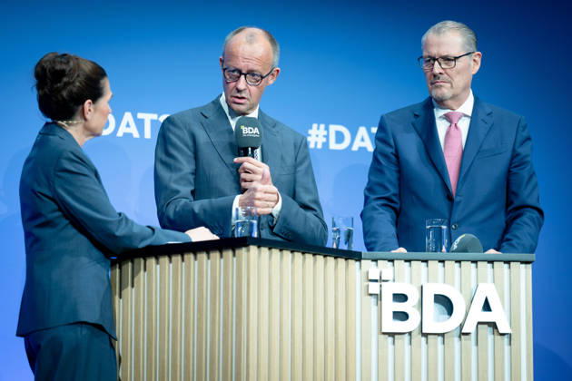 German Employers Day, bcc, Berlin Congress Center German Employers Day, bcc, Berlin Congress Center, Rainer Dulger, Employers Association President Friedrich Merz, Federal Chancellor Dagmar Rosenfeld Berlin Berlin GER