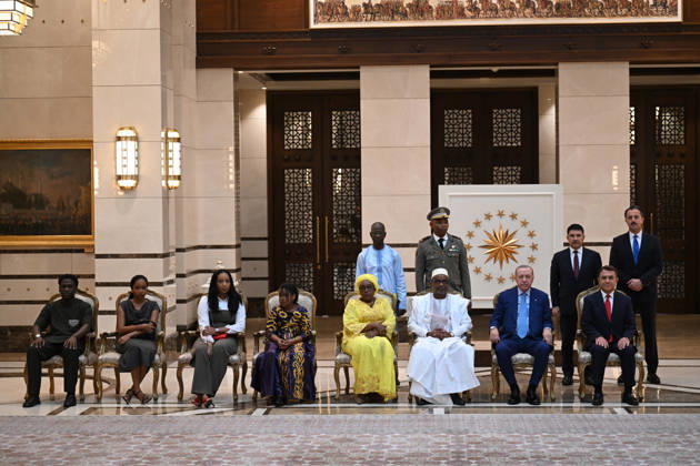 Turkish President Recep Tayyip Erdogan ANKARA, TURKIYE - OCTOBER 13: Mali Ambassador to Turkiye, Oumarou Maiga presents his letters of credence to Turkish President Recep Tayyip Erdogan, as Erdogan receives the ambassadors of India, Mali, Netherlands, El Salvador and Nigeria at the Presidential Complex, in Ankara, Turkiye on October 13, 2026. Mehmet Ali Ozcan Anadolu Ankara Turkey. Editorial use only. Please get in touch for any other usage.  Copyright: x2026xAnadoluxMehmetxAlixOzcanx