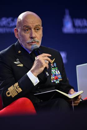 Warsaw Security Forum 2026 WARSAW, POLAND - OCTOBER 13: Chair of the NATO Military Committee Admiral Giuseppe Cavo Dragone attends the second day panel discussion titled Half-Baked or Step-by-Step? Rethinking EU Enlargement at the Warsaw Security Forum 2026 (WSF 2026) in Warsaw, Poland on October 13, 2026. During his speech, Mirzoyan highlighted Armenia’s ongoing democratic reforms and shifting strategic posture toward closer partnership with the European Union and Western democratic institutions. Artur Widak Anadolu Warsaw Poland. Editorial use only. Please get in touch for any other usage.  Copyright: x2026xAnadoluxArturxWidakx