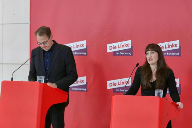 Berlin, Germany, October 13, 2026 German Bundestag The Left Party caucus meeting Sören Pellmann and Heidi Reichinnek, both members of The Left Party, issue a press statement Copyright: xdtsxNachrichtenagenturx dts_138345