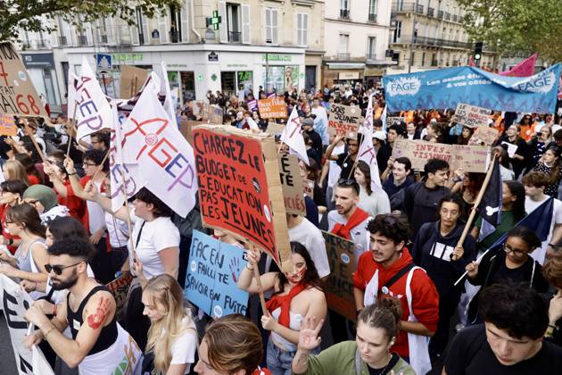 Demonstrators rally at Place d Italie in Paris amid nationwide protests across France against government policies PARIS, FRANCE - OCTOBER 13: Protesters wave union flags and hold banners during a mass demonstration at Place d Italie in Paris, France, on October 13, 2026. Trade unions, civil society organizations, and citizens took to the streets in cities across France to voice strong opposition to the government s economic reforms, proposed austerity measures, and labor policies. Ibrahim Ezzat Anadolu Ile-de-France France. Editorial use only. Please get in touch for any other usage.  Copyright: x2026xAnadoluxIbrahimxEzzatx