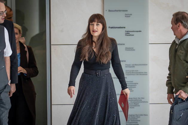 Heidi Reichinnek, Chair of the Die Linke parliamentary caucus in the German Bundestag; Press Statement from the Die Linke Caucus, German Bundestag, Berlin, Berlin, Germany, Bundestag
