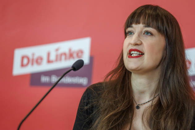 Statement by Die Linke: Heidi Reichinnek and Soeren Pellmann at a Die Linke press conference on October 13, 2026, in Berlin, Berlin, Berlin, Germany, Reichstag