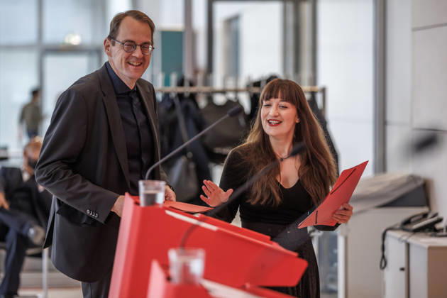 Statement by Die Linke: Heidi Reichinnek and Soeren Pellmann at a Die Linke press conference on October 13, 2026, in Berlin, Berlin, Germany, Reichstag