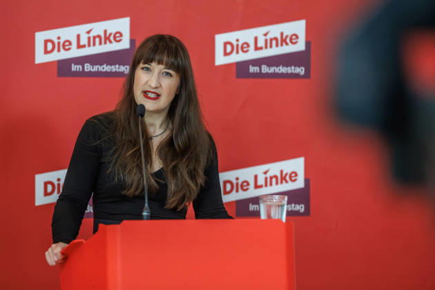 Statement by Die Linke: Heidi Reichinnek and Soeren Pellmann at a Die Linke press conference on October 13, 2026, in Berlin, Berlin, Berlin, Germany, Reichstag
