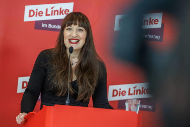 Statement by Die Linke: Heidi Reichinnek and Soeren Pellmann at a Die Linke press conference on October 13, 2026, in Berlin, Berlin, Berlin, Germany, Reichstag