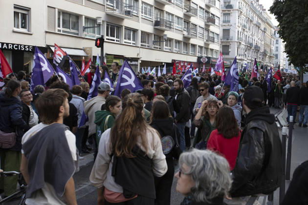 Student protest continues in Lyon LYON, FRANCE - OCTOBER 13: Students march during a demonstration over education funding in Lyon, France on October 13, 2026. Thousands of students and educational staff marched across the city as part of a nationwide day of strikes and school blockades demanding increased resources and structural reforms in national education. Laurent Vlad Anadolu Lyon France. Editorial use only. Please get in touch for any other usage.  Copyright: x2026xAnadoluxLaurentxVladx