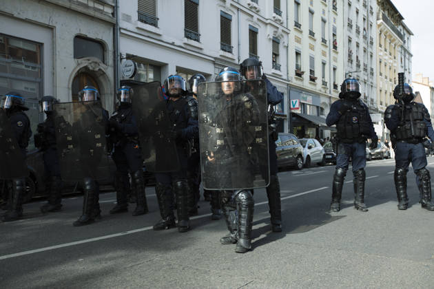 Student protest continues in Lyon LYON, FRANCE - OCTOBER 13: Police take security measures as students march during a demonstration over education funding in Lyon, France on October 13, 2026. Thousands of students and educational staff marched across the city as part of a nationwide day of strikes and school blockades demanding increased resources and structural reforms in national education. Laurent Vlad Anadolu Lyon France. Editorial use only. Please get in touch for any other usage.  Copyright: x2026xAnadoluxLaurentxVladx