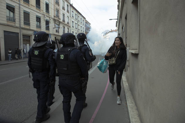 Student protest continues in Lyon LYON, FRANCE - OCTOBER 13: Police take security measures as students march during a demonstration over education funding in Lyon, France on October 13, 2026. Thousands of students and educational staff marched across the city as part of a nationwide day of strikes and school blockades demanding increased resources and structural reforms in national education. Laurent Vlad Anadolu Lyon France. Editorial use only. Please get in touch for any other usage.  Copyright: x2026xAnadoluxLaurentxVladx