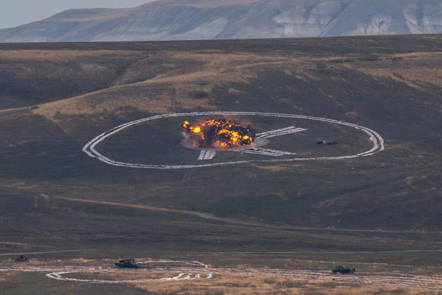 Turkish Armed Forces Fire Free-2026 military exercise held in Ankara ANKARA, TURKIYE - OCTOBER 13: Turkish armed forces hold the Fire Free-2026 military exercise at the General Nahit Senoglu Firing and Exercise Area in Polatli district, Ankara, Turkiye, on October 13, 2026. Organized to demonstrate the combat readiness and firepower of the Turkish Armed Forces, the comprehensive drill featured live-fire maneuvers utilizing an array of domestically engineered weapons and defense systems. F-16 fighting falcon and ATAK attack helicopters executed precision firing runs during drill. Arman Onal Anadolu Ankara Turkey. Editorial use only. Please get in touch for any other usage.  Copyright: x2026xAnadoluxArmanxOnalx
