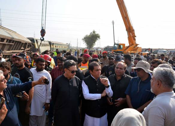October 13, 2026, Pakistan: Federal Minister for Railways Muhammad Hanif Abbasi Inspects Damaged Track and Reviews Relief Operations Near Sher Shah Railway Station in Multan Pakistan  - ZUMAas3_ 20261013_zaf_as3_033 Copyright: xPPIx