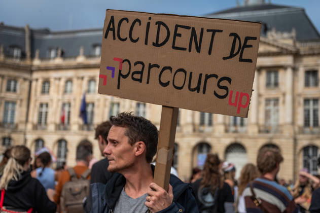 October 13, 2026, Bordeaux, Nouvelle-Aquitaine, France: High school students are protesting all over France, particularly here in Bordeaux. Their grievances are as follows: a shortage of staff, overcrowded class schedules, dilapidated infrastructure, a stressful college counseling process (career guidance), and deteriorating learning conditions. Bordeaux France  - ZUMAh207 20261013_zip_h207_098 Copyright: xFabricexHebertx