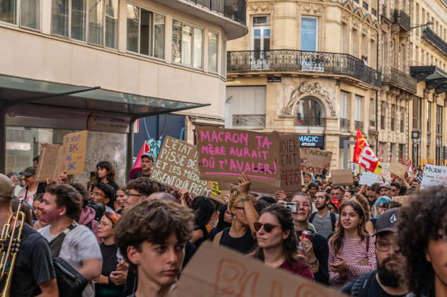 October 13, 2026, Bordeaux, Nouvelle-Aquitaine, France: High school students are protesting all over France, particularly here in Bordeaux. Their grievances are as follows: a shortage of staff, overcrowded class schedules, dilapidated infrastructure, a stressful college counseling process (career guidance), and deteriorating learning conditions. Bordeaux France - ZUMAh207 20261013_zip_h207_081 Copyright: xFabricexHebertx