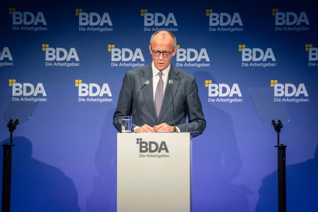 Chancellor Friedrich Merz during his speech at the 2026 German Employers Day, organized by the Confederation of German Employers Associations (BDA), Berlin, Germany; bcc, Berlin Congress Center