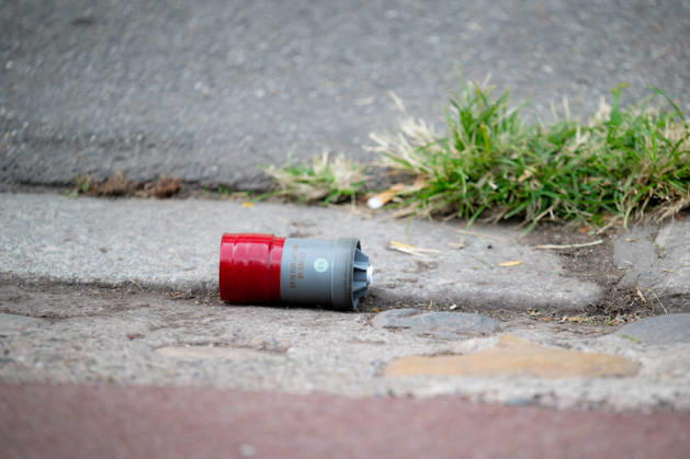 Student Protesters Clash With CRS In Toulouse - France A tear gas grenade is seen during a French student protest in Toulouse, France on October 13, 2026. Photo by Nathan Barange ABACAPRESS.COM Toulouse HAUTE-GARONNE France  Copyright: xBarangexNathan ABACAx