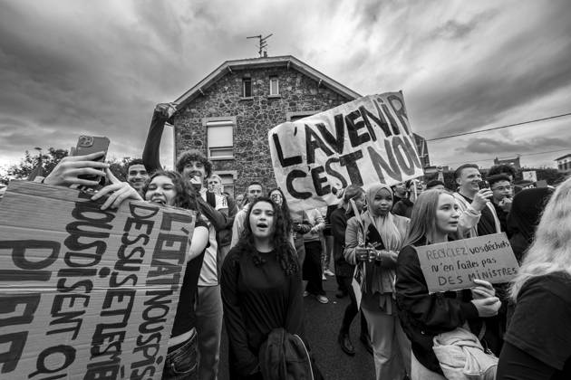 High School Students Demonstrate With Marine Tondelier In Lens - France High school students from Lens and surrounding areas march through the streets of Lens, Pas-de-Calais, France on October 13, 2026, accompanied by political figures, teachers and union representatives. Photo by Blanquart C ANDBZ ABACAPRESS.COM Lens Hauts-de-France France  Copyright: xBlanquartxCh ANDBZ ABACAx