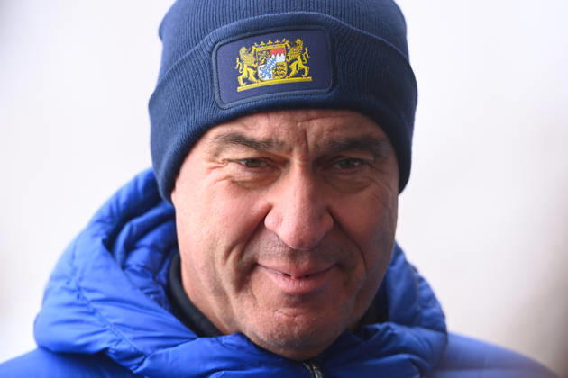 Markus SOEDER, Minister-President of Bavaria and CSU Chairman, wearing a wool hat; single frame, cropped image, portrait,Portrait of Minister-President Dr. Markus Söder and Environment Minister Thorsten Glauber discussing current research projects in the areas of geohazar