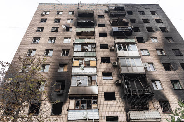 Russian air strike hits residential building in Kramatorsk KRAMATORSK, UKRAINE - OCTOBER 14: A view of a residential building burnt and damaged following a Russian air strike in Kramatorsk, Ukraine, on October 14, 2026. Diego Herrera Carcedo Anadolu Kramatorsk Ukraine. Editorial use only. Please get in touch for any other usage.  Copyright: x2026xAnadoluxDiegoxHerreraxCarcedox