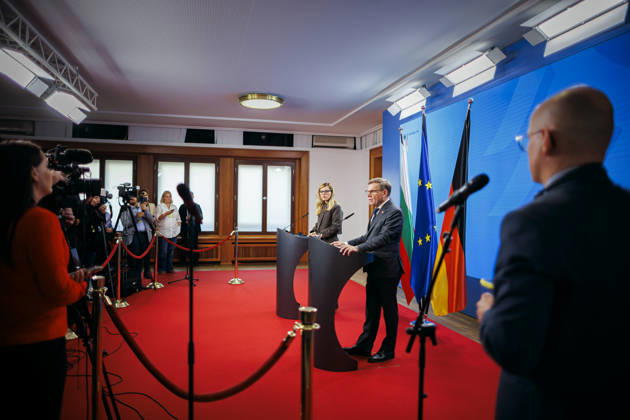 Johann Wadephul (CDU), Federal Minister of Foreign Affairs, meets with Velislava Petrova Chamova, Minister of Foreign Affairs of Bulgaria. Berlin, October 14, 2026. Photographed on behalf of the Federal Foreign Office, Berlin, Germany. Copyright: xThomasxTrutschel AAx