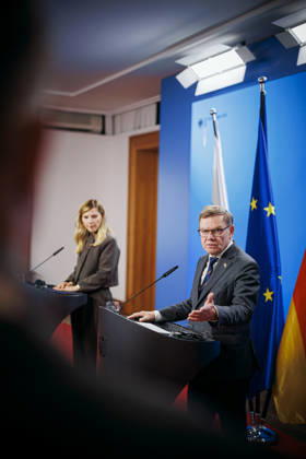 Johann Wadephul (CDU), Federal Minister of Foreign Affairs, meets with Velislava Petrova Chamova, Minister of Foreign Affairs of Bulgaria. Berlin, October 14, 2026. Photographed on behalf of the Federal Foreign Office, Berlin, Germany. Copyright: xThomasxTrutschel AAx