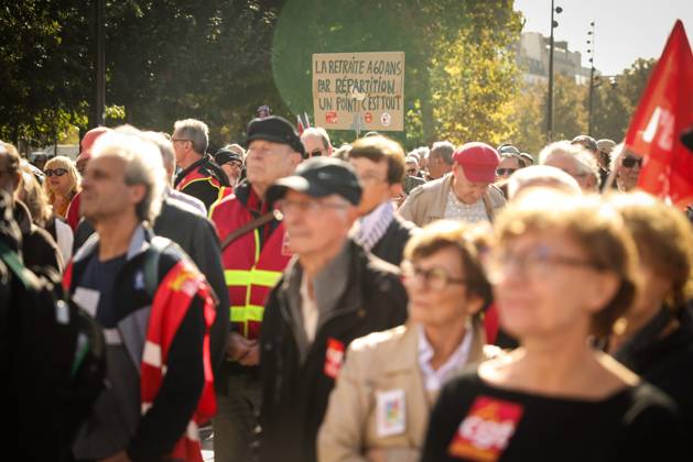 PENSION PROTEST Thomas Padilla MAXPPP Paris FRANCE October 14, 2026 PROTEST IN DEFENSE OF PENSIONS NEAR THE AGIRC ARRCO HEADQUARTERS—a demonstration called by the CGT trade union to demand that supplemental pensions be indexed to inflation following the 2026 freeze, between Place de la Bastille and the headquarters of the Agirc Arrco pension scheme, in Paris, on October 14, 2026, Paris, FRANCE  Copyright: xMAXPPPxThomasxPadillax TPA261014008 TPA261014008