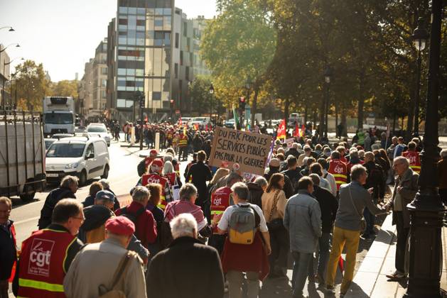 PENSION PROTEST Thomas Padilla MAXPPP Paris FRANCE October 14, 2026 PROTEST IN DEFENSE OF PENSIONS NEAR THE AGIRC ARRCO HEADQUARTERS—a demonstration called by the CGT trade union to demand that supplemental pensions be indexed to inflation following the 2026 freeze, between Place de la Bastille and the headquarters of the Agirc Arrco pension scheme, in Paris, on October 14, 2026, Paris, FRANCE  Copyright: xMAXPPPxThomasxPadillax TPA261014020 TPA261014020