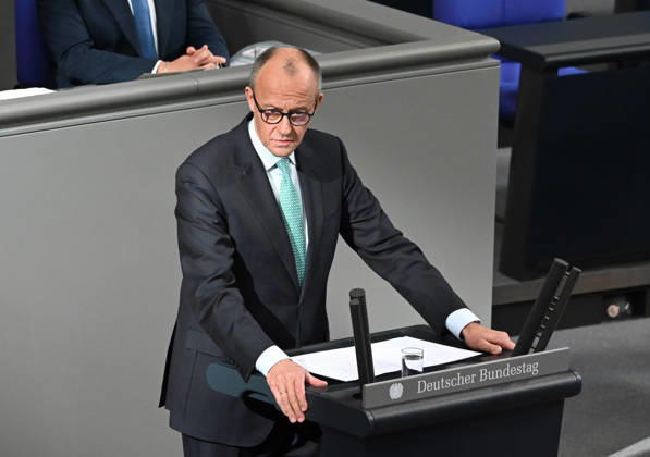 German Chancellor Friedrich Merz delivers government statement in Berlin ahead of EU Summit BERLIN, GERMANY – OCTOBER 14: German Chancellor Friedrich Merz delivers a government statement ahead of the upcoming meeting of the European Council in the Bundestag in Berlin, Germany, on October 14, 2026. Volodymyr Sindieiev Anadolu Berlin Germany. Editorial use only. Please get in touch for any other usage.  Copyright: x2026xAnadoluxVolodymyrxSindieievx