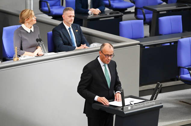 German Chancellor Friedrich Merz delivers government statement in Berlin ahead of EU Summit BERLIN, GERMANY – OCTOBER 14: German Chancellor Friedrich Merz delivers a government statement ahead of the upcoming meeting of the European Council in the Bundestag in Berlin, Germany, on October 14, 2026. Volodymyr Sindieiev Anadolu Berlin Germany. Editorial use only. Please get in touch for any other usage.  Copyright: x2026xAnadoluxVolodymyrxSindieievx