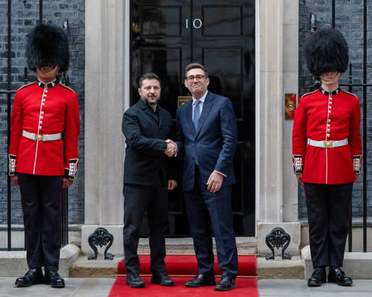 October 14, 2026, London, England, United Kingdom: British Prime Minister Andy BURNHAM shakes hands with Ukrainian President Volodymyr ZELENSKYY outside 10 Downing Street in London, United Kingdom, ahead of talks on the UK s continued support for Ukraine. London United Kingdom  - ZUMAk172 20261014_zip_k172_085 Copyright: xThomasxKrychx