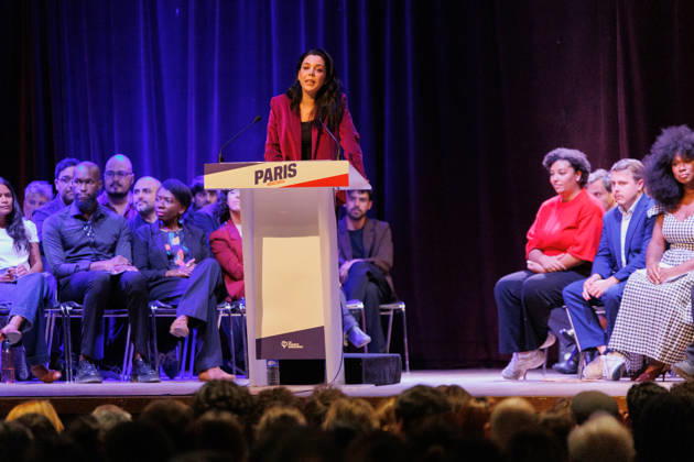 October 14, 2026: On Wednesday, October 14th at 7 p.m., La France Insoumise held a large public meeting at the Olympe de Gouges hall in support of Jean-Luc MÃ lenchon s presidential candidacy. Sophia Chikirou attended the meeting. - ZUMAs287 20261014_zip_s287_012 Copyright: xSadakxSouicix