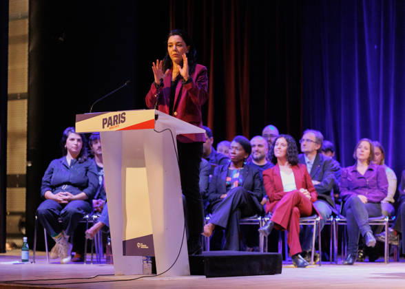 October 14, 2026: On Wednesday, October 14th at 7 p.m., La France Insoumise held a large public meeting at the Olympe de Gouges hall in support of Jean-Luc MÃ lenchon s presidential candidacy. Sophia Chikirou attended the meeting. - ZUMAs287 20261014_zip_s287_023 Copyright: xSadakxSouicix