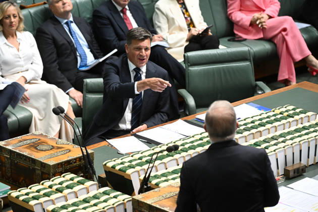 QUESTION TIME, Australian Opposition Leader Angus Taylor reacts during Question Time in the House of Representatives at Parliament House in Canberra, Thursday, October 15, 2026. ( NO ARCHIVING CANBERRA AUSTRALIAN CAPITAL TERRITORY Australia  Copyright: xLUKASxCOCHx 20261015119352466793