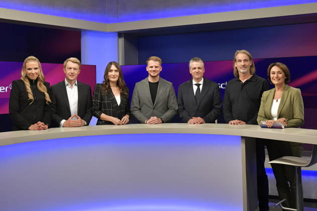Nena Brockhaus, Markus Preiß, Anja Kohl, Tim Klüssendorf, Thorsten Frei, Richard David Precht, and Sandra Maischberger on the ARD talk show *maischberger* at the studio in Berlin-Adlershof, Berlin, October 14, 2026 Foto:xM.xBehrensx xFuturexImagex maischberger1410_6002