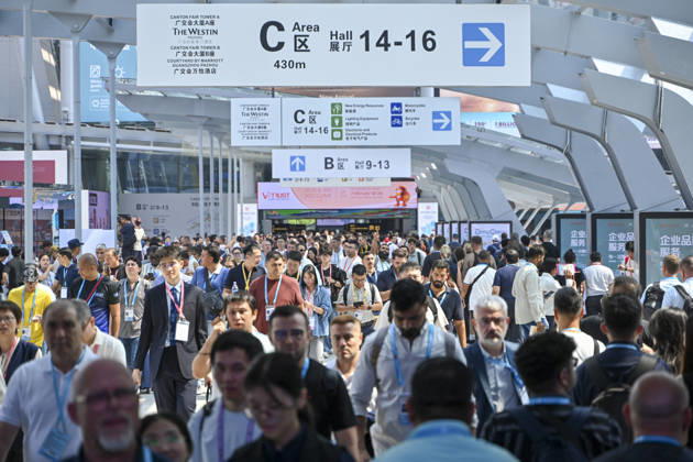 GUANGZHOU, CHINA - OCTOBER 15: Visitors walk through the exhibition halls during the 140th China Import and Export Fair (Canton Fair) on October 15, 2026 in Guangzhou, Guangdong Province of China. The fair runs in three phases until November 4, covering a total exhibition area of 1.55 million square meters.  Copyright: xChinaxNewsxServicex 111674428639