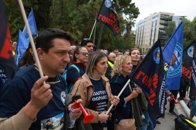 Police officers stage protest outside Ministry of Citizen Protection in Athens ATHENS, GREECE - OCTOBER 15: Police officers take part in a protest demanding higher wages, housing support and improved working conditions, outside the Ministry of Citizen Protection in Athens, Greece, on October 15, 2026. Costas Baltas Anadolu Athens Greece. Editorial use only. Please get in touch for any other usage.  Copyright: x2026xAnadoluxCostasxBaltasx